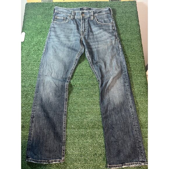 Silver ZAC Y2K Distressed Relaxed Fit Straight Leg Jeans mens 30x31 - Picture 7 of 12